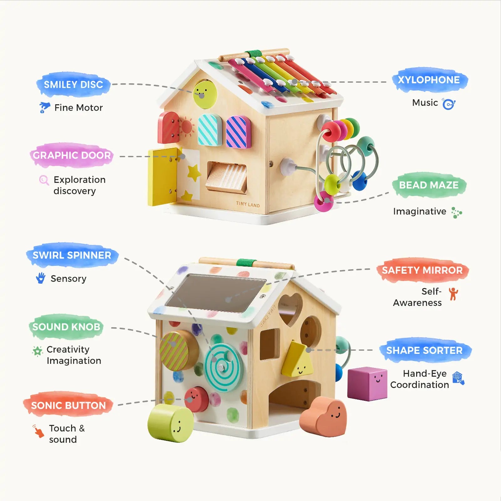Cubo de actividades La Casita de Tiny Land® - Arcoíris