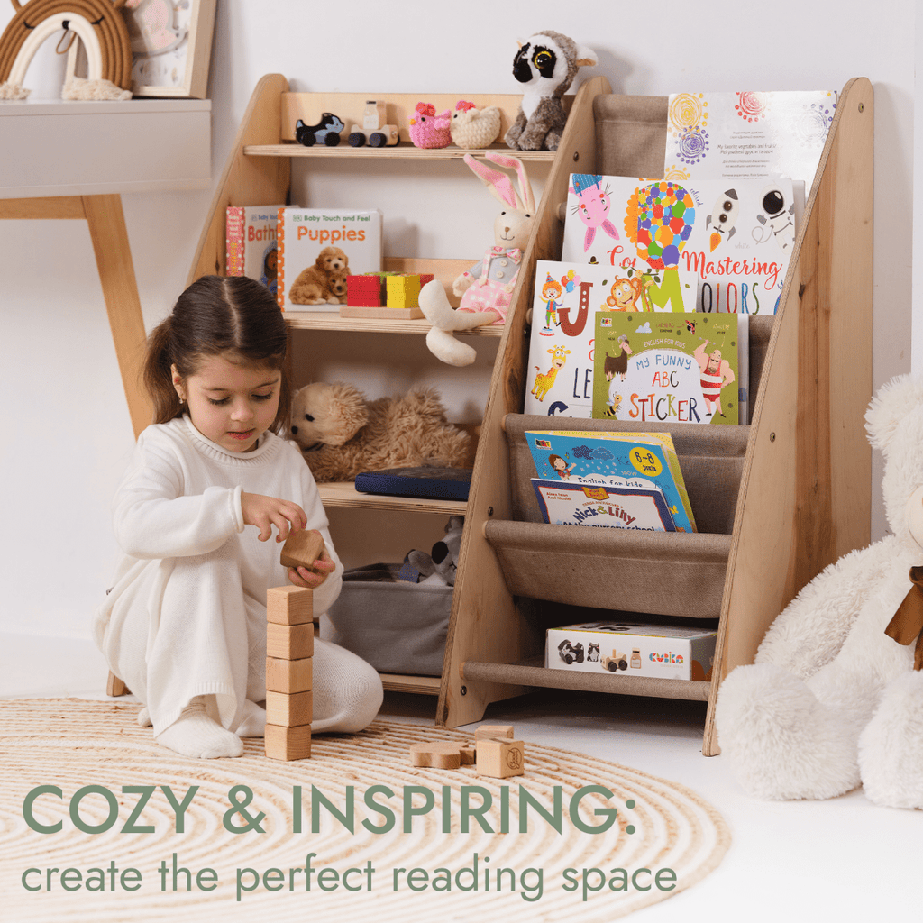 Estante Montessori 2 en 1 para libros y juguetes