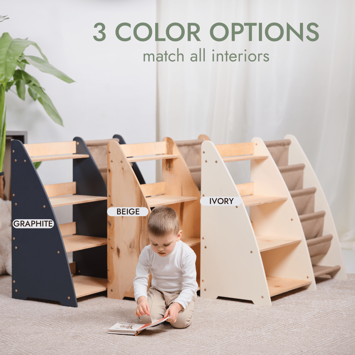 Estante Montessori 2 en 1 para libros y juguetes