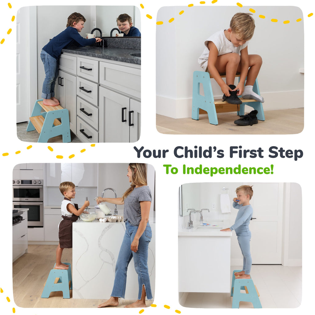 Tabouret en bois à 2 marches pour enfants