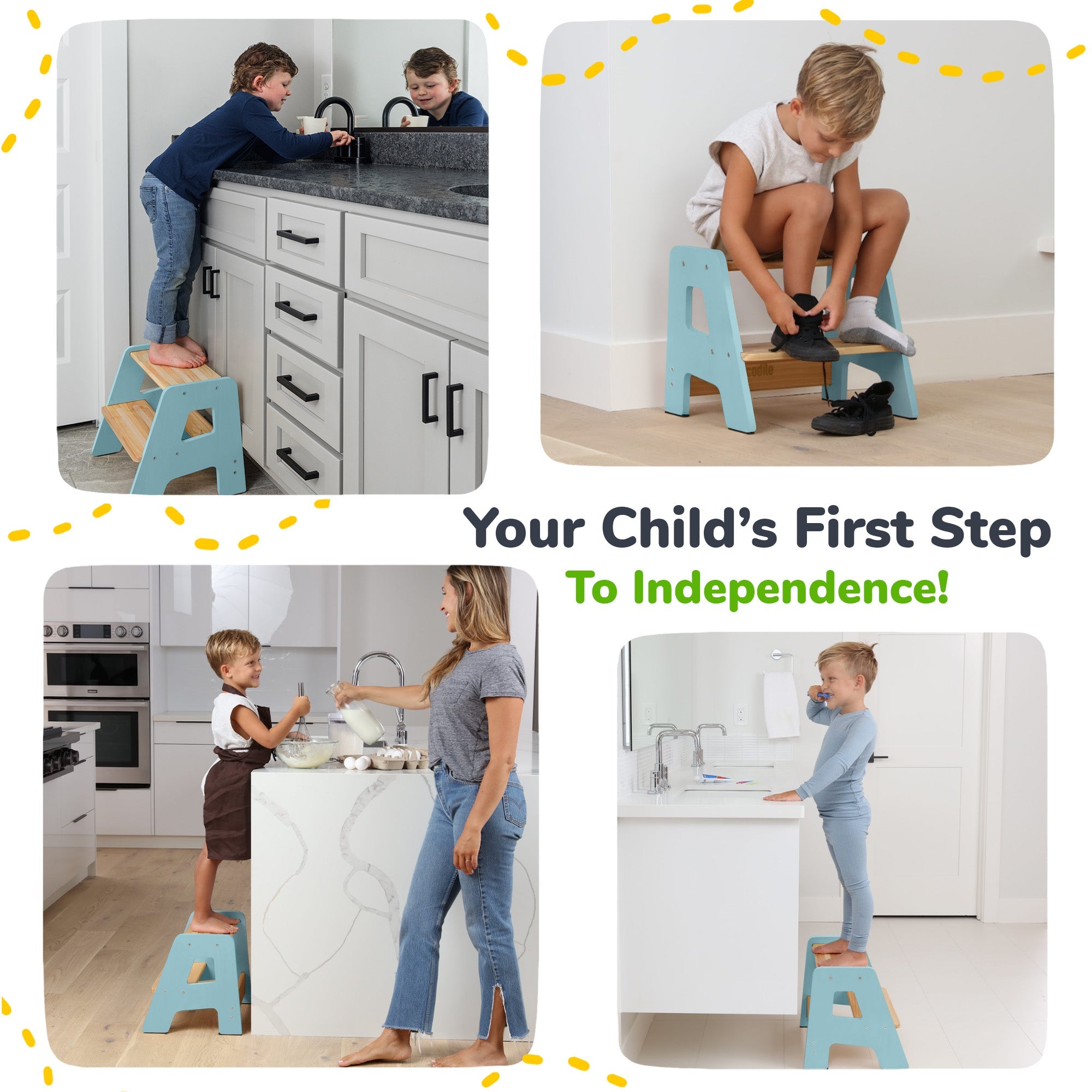 Tabouret en bois à 2 marches pour enfants