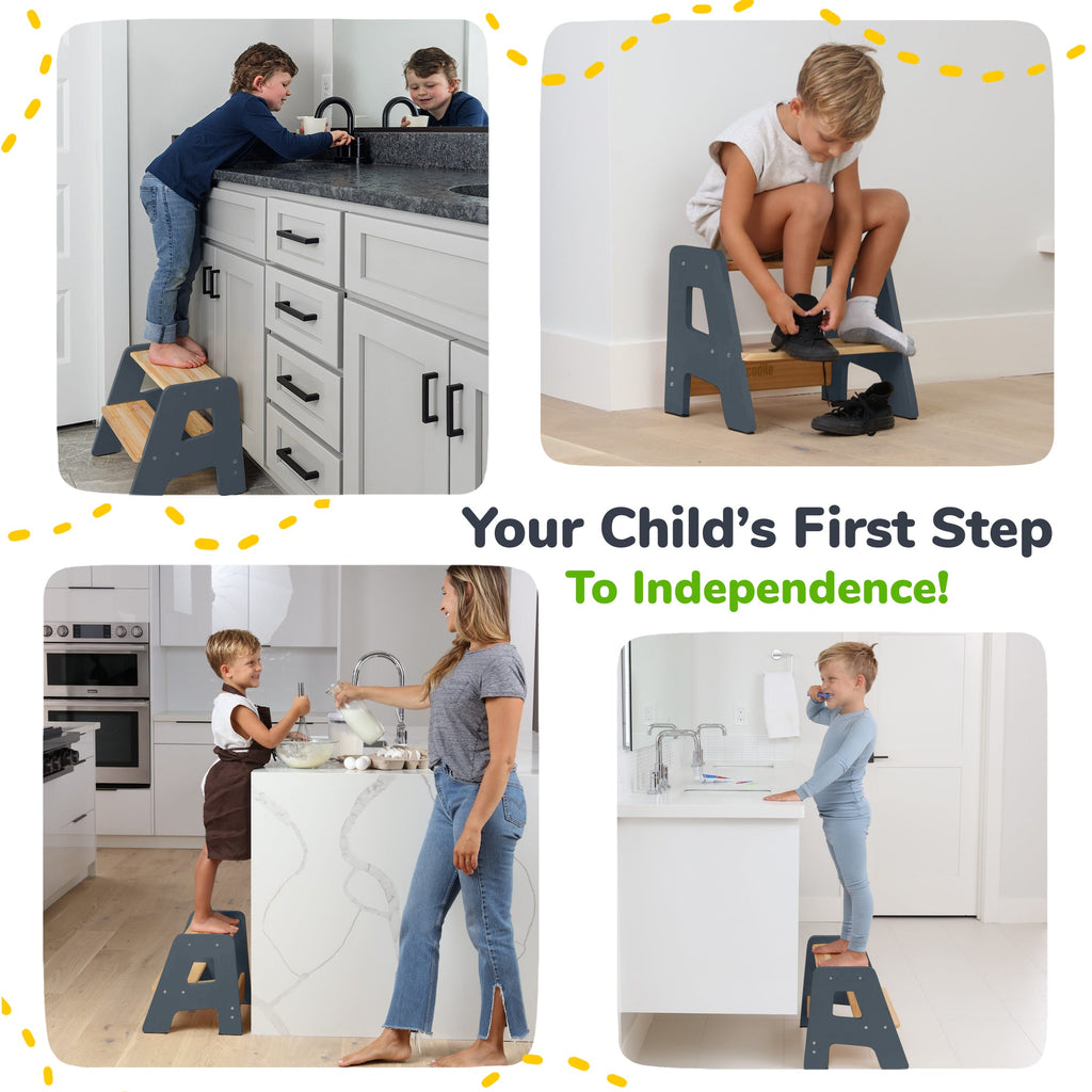 Tabouret en bois à 2 marches pour enfants