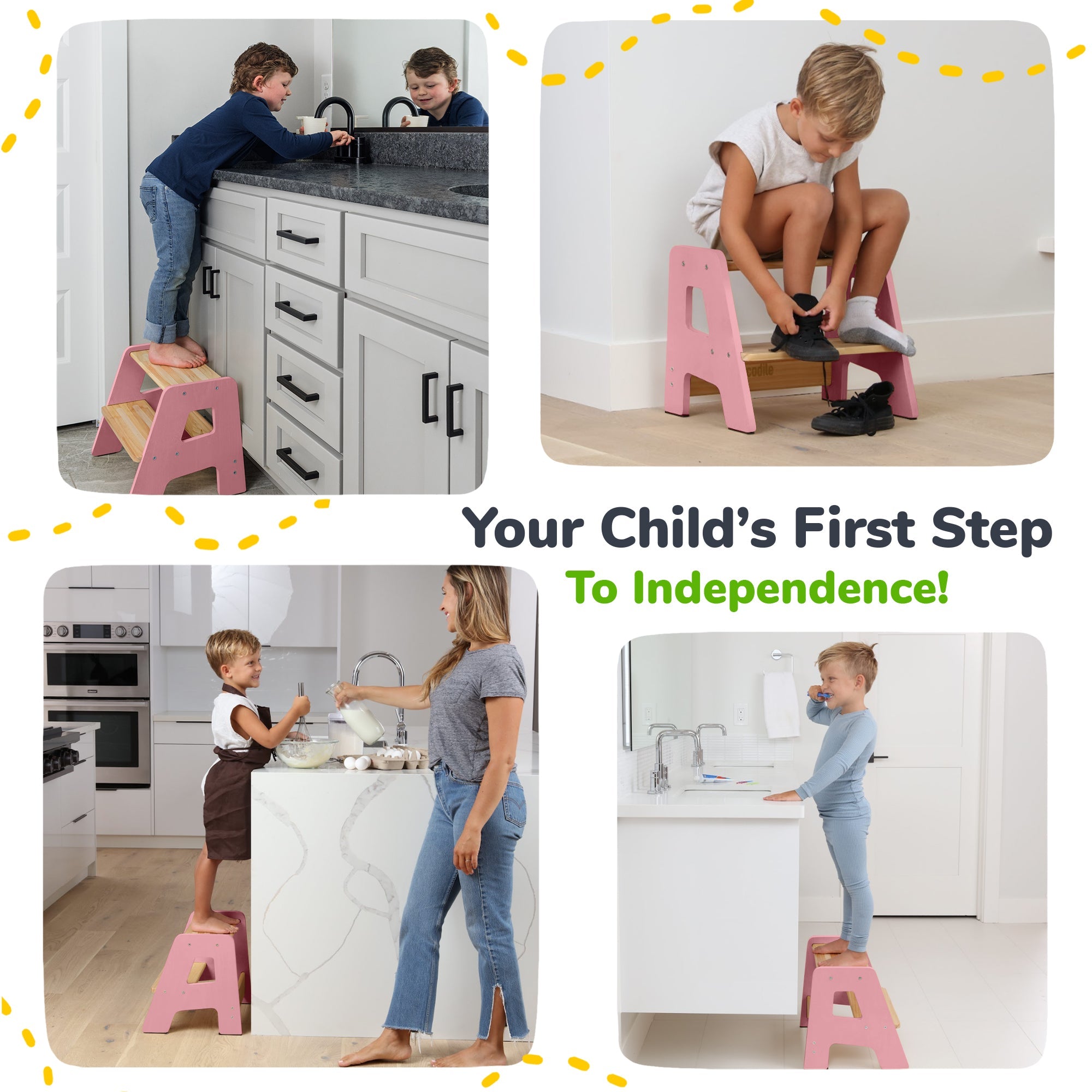 Tabouret en bois à 2 marches pour enfants