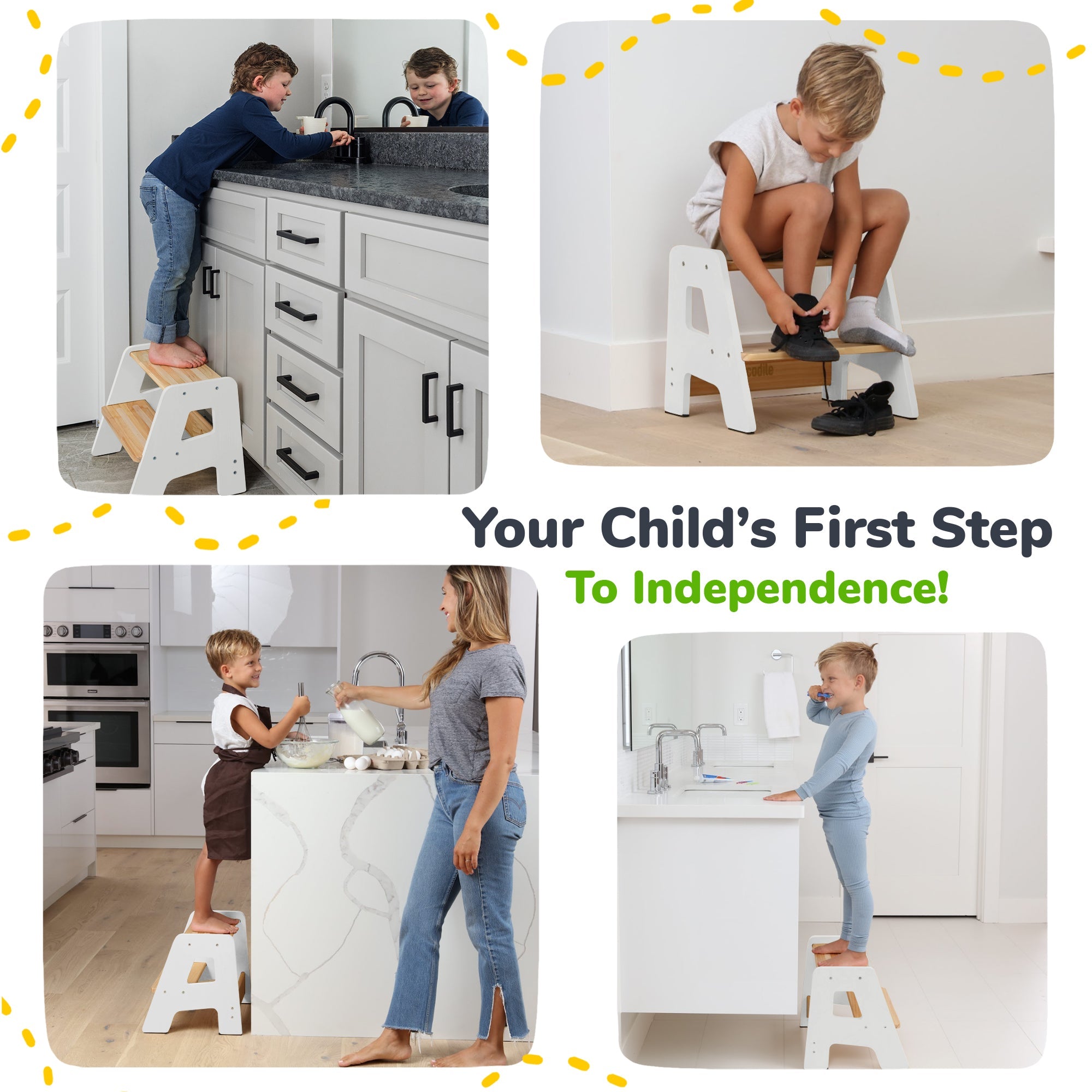 Tabouret en bois à 2 marches pour enfants