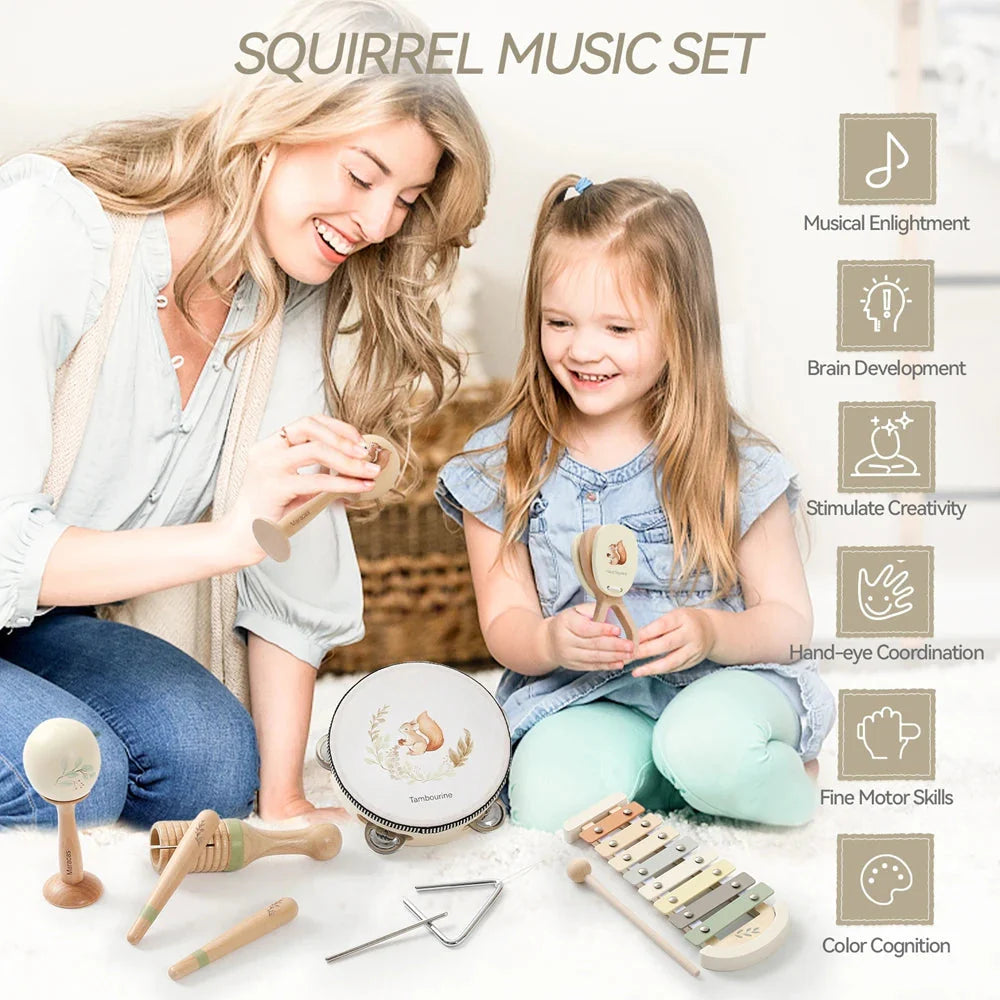 Instruments de Musique Montessori Bébé Tambour Xylophone Jouet