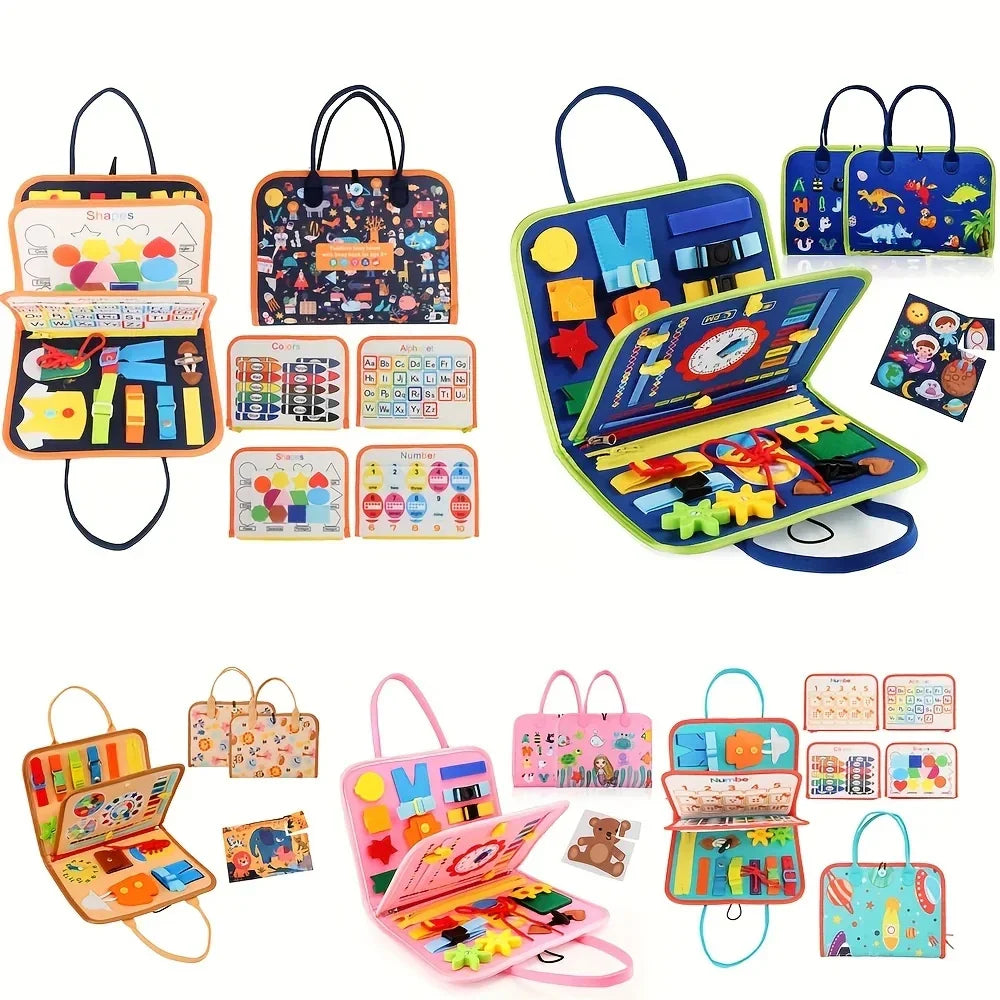 Tableau d'activités Montessori Sensoriel – Jeu Éducatif de Voyage