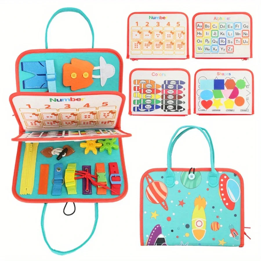 Tableau d'activités Montessori Sensoriel – Jeu Éducatif de Voyage