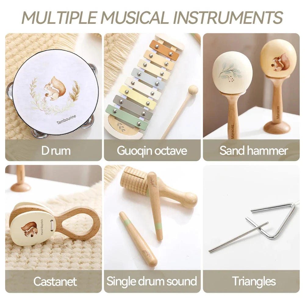 Instruments de Musique Montessori Bébé Tambour Xylophone Jouet