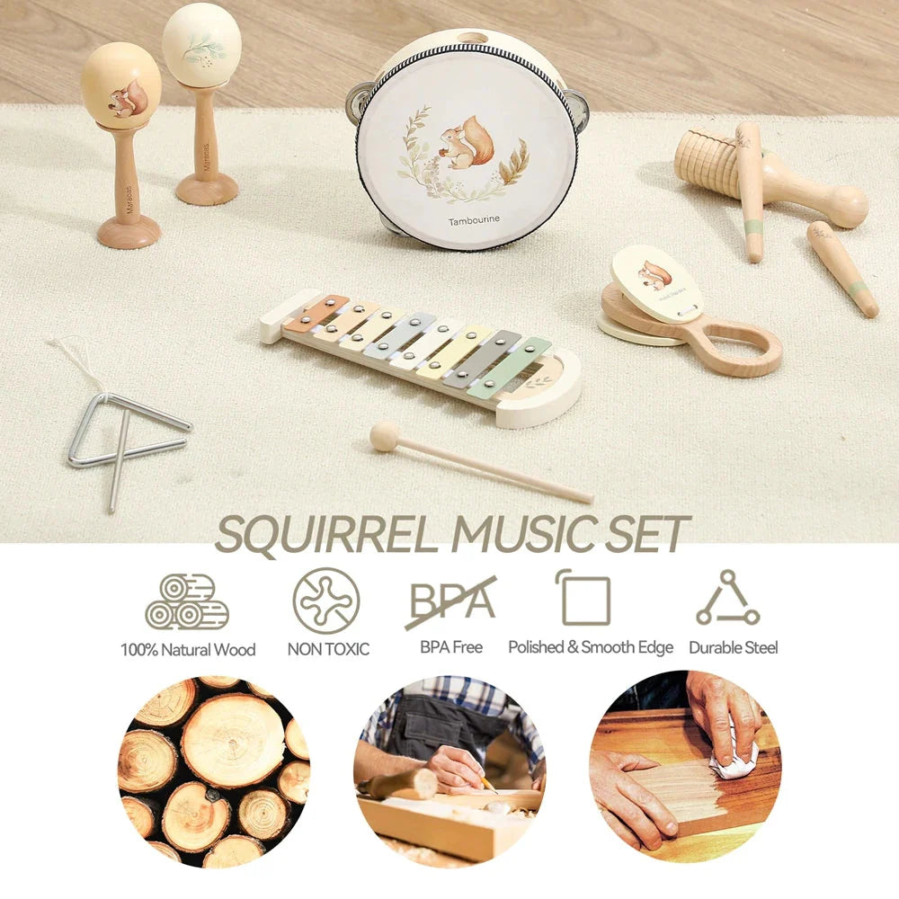 Instruments de Musique Montessori Bébé Tambour Xylophone Jouet