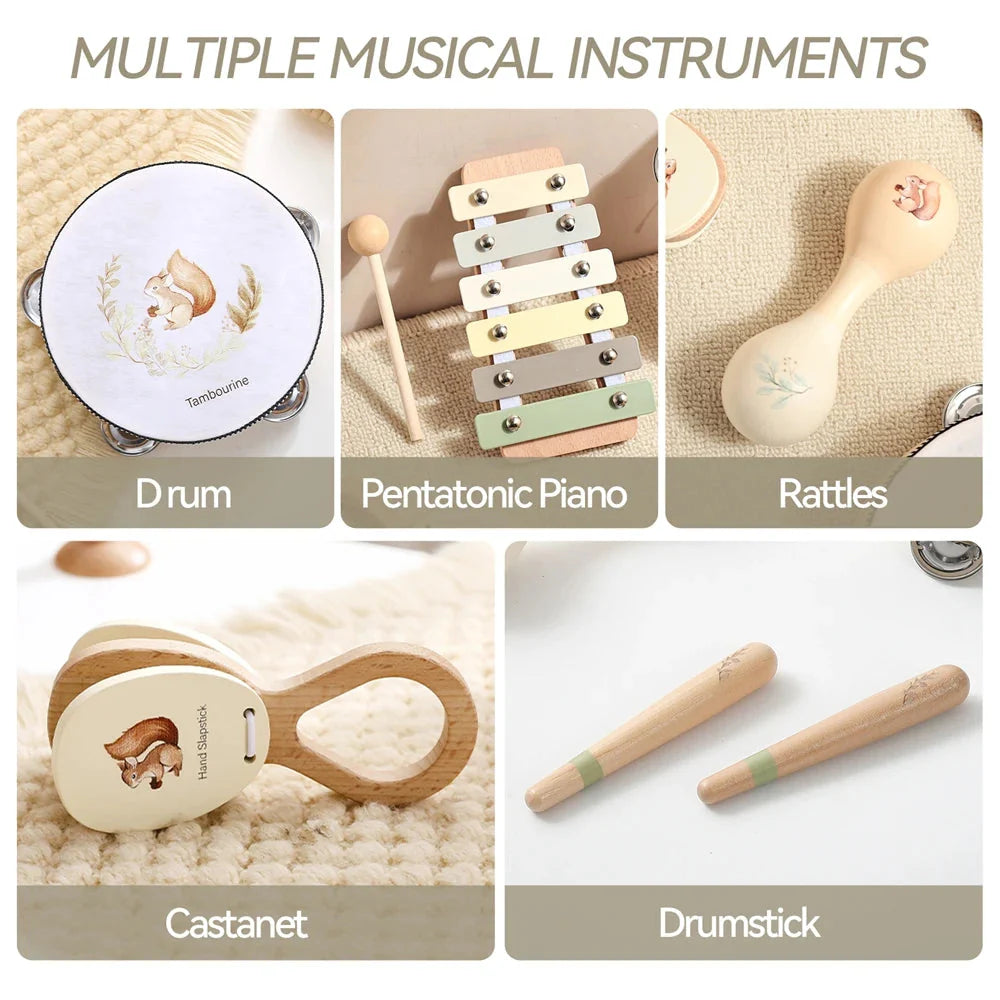 Instruments de Musique Montessori Bébé Tambour Xylophone Jouet