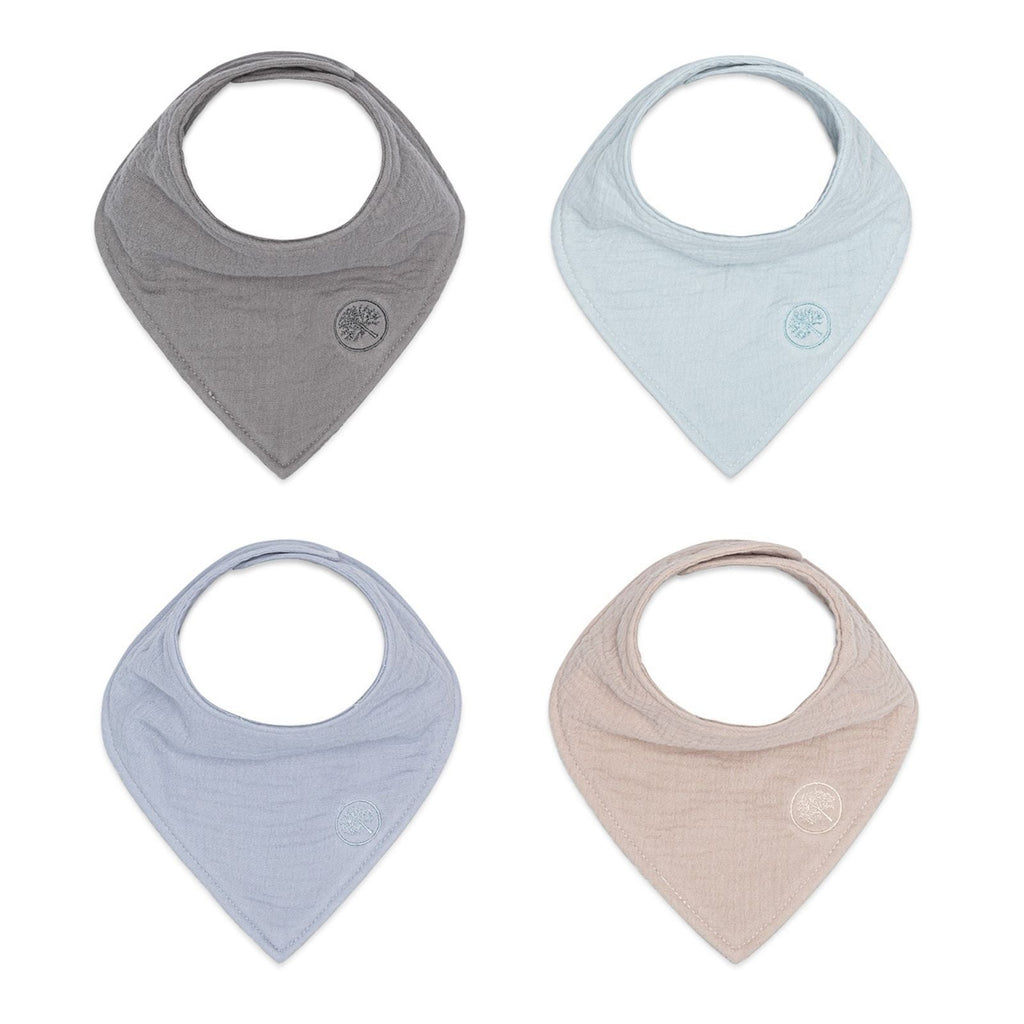 Lot de 4 bavoirs bandana en mousseline orageuse