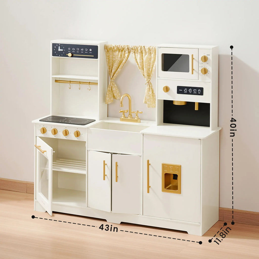 Cuisine de jeu emblématique en bois Tiny Land® – Ensemble de cuisine d'imitation crème pour enfants