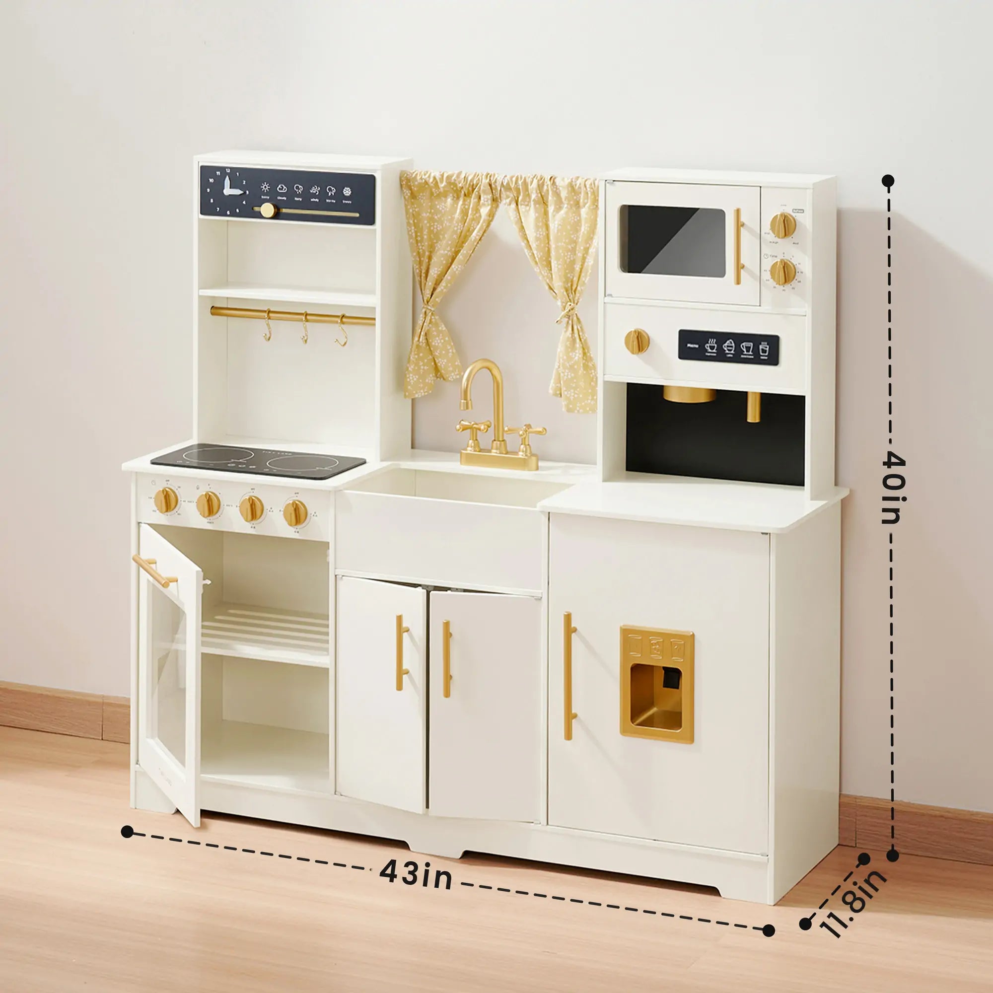 Cuisine de jeu emblématique en bois Tiny Land® – Ensemble de cuisine d'imitation crème pour enfants