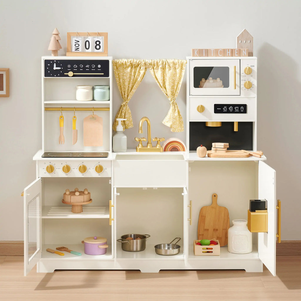 Cuisine de jeu emblématique en bois Tiny Land® – Ensemble de cuisine d'imitation crème pour enfants