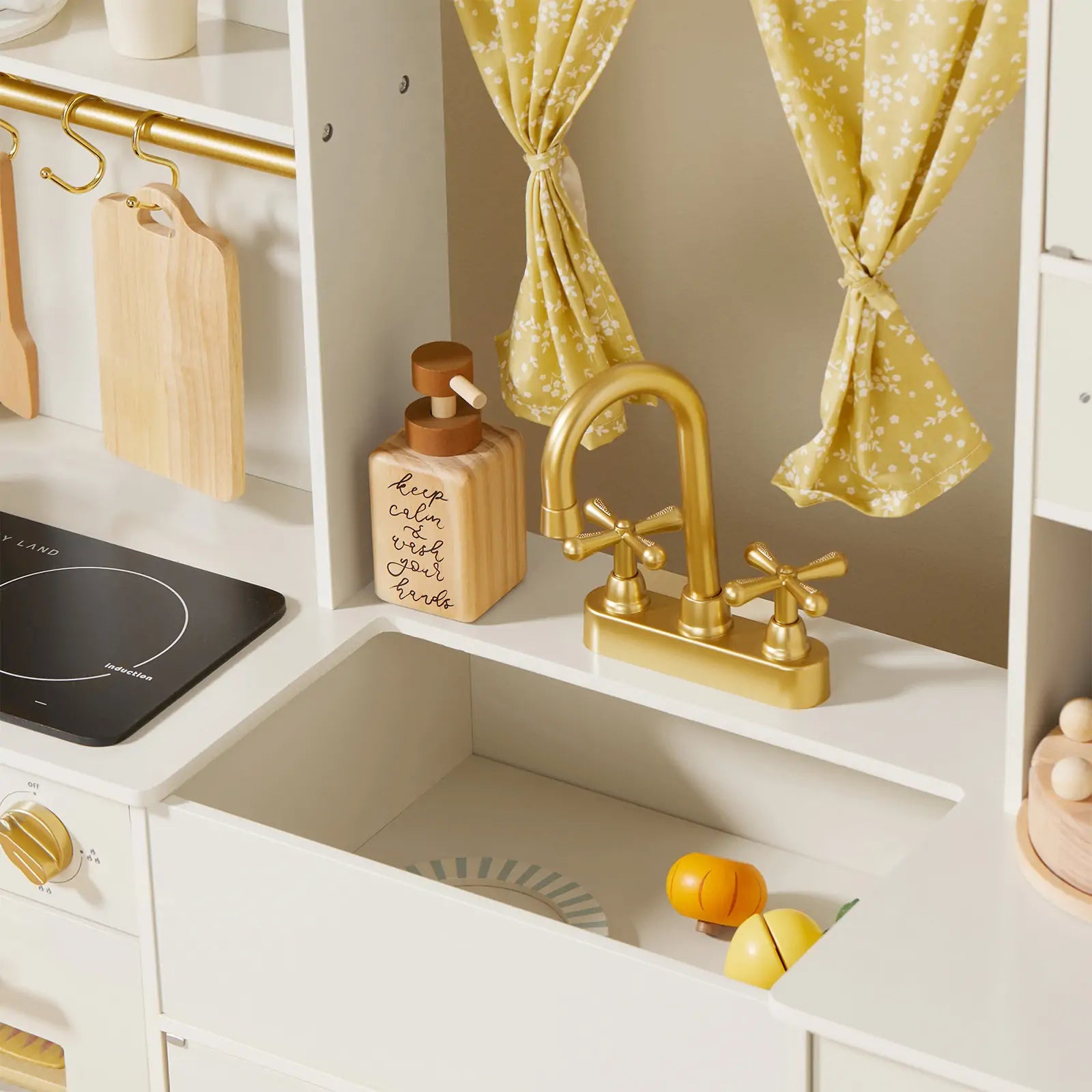 Cuisine de jeu emblématique en bois Tiny Land® – Ensemble de cuisine d'imitation crème pour enfants